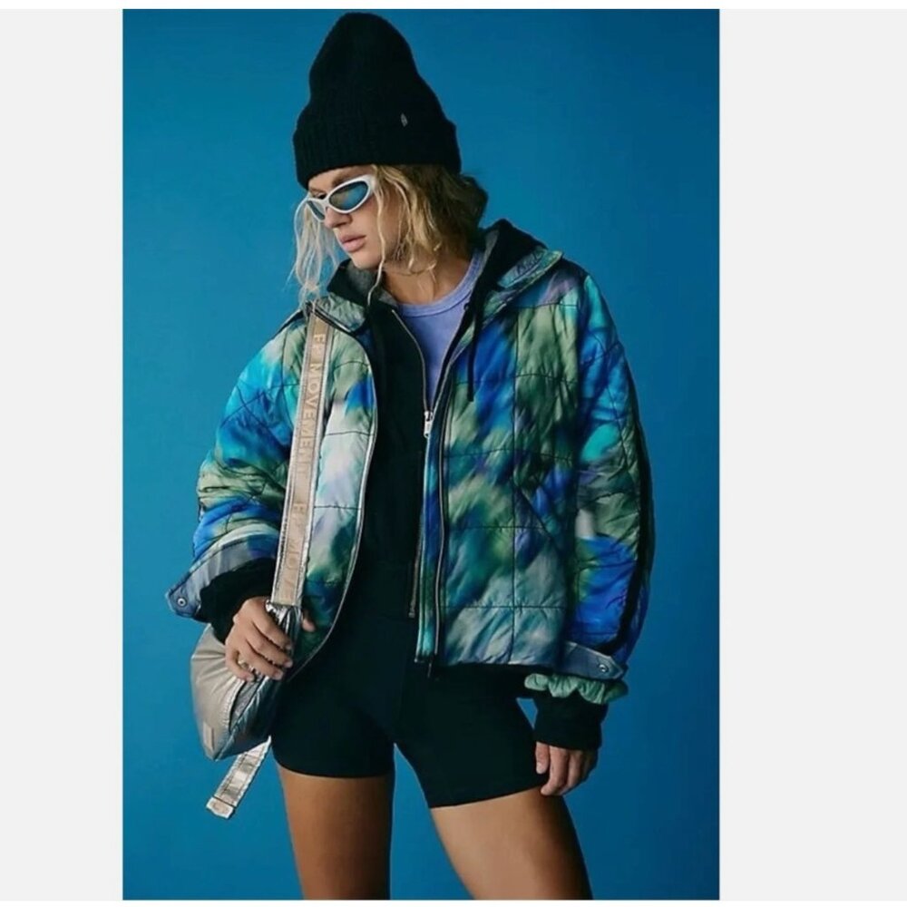 Free People Movement Pippa Printed Packable Puffer Jacket Blurry Flowers Combo M - Picture 10 of 10
